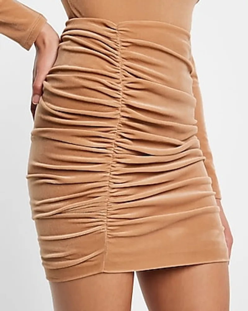 Super High Waisted Velvet Body Contour Ruched Side Mini Skirt Women's