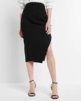 Stylist Super High Waisted Side Slit Midi Pencil Skirt White Women's 0