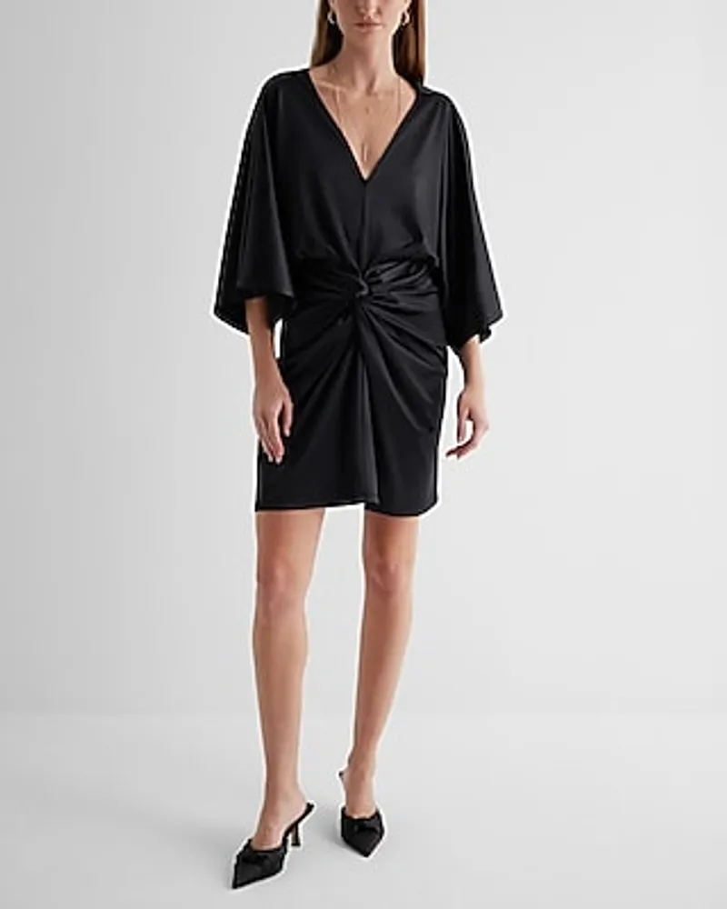 Cocktail & Party,Date Night Satin V-Neck Twist Front Mini Dress Women's