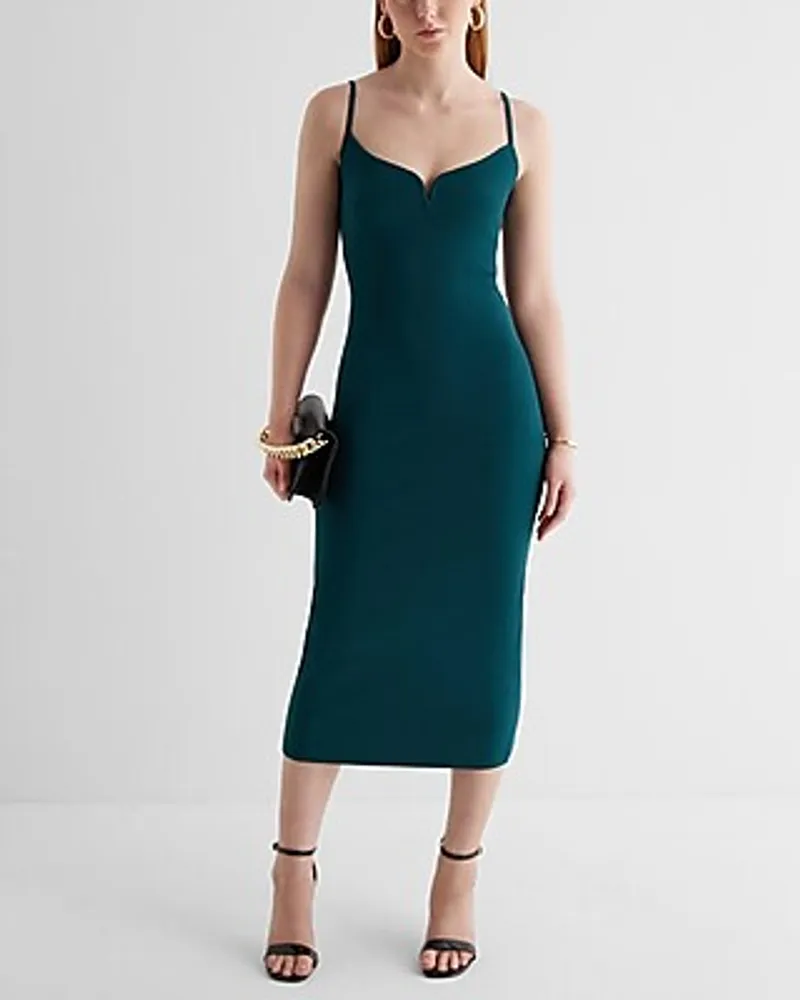 Casual,Cocktail & Party,Date Night,Bridal Shower Body Contour V-Wire Sleeveless Midi Dress Women's