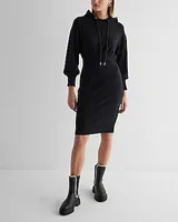 Casual Long Sleeve Midi Hoodie Dress Brown Women's XS