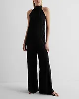 Casual Mock Neck Shapeless Wide Leg Palazzo Jumpsuit Women's