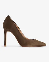 Faux Suede Pointed Toe Pumps Brown Women's 6