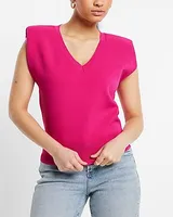 V-Neck Padded Shoulder Sweater Vest Women's