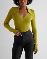 Silky Soft Fitted V-Neck Polo Sweater