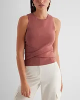 High Neck Twist Front Sweater Tank