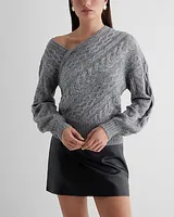 Cable Knit Asymmetrical Long Sleeve Sweater Women's