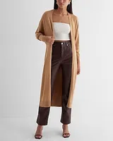 Dolman Sleeve Tie Waist Duster Cardigan Brown Women's L