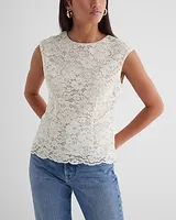 Lace Crew Neck Cap Sleeve Gramercy Top Women's M