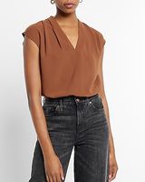 V-Neck Pleated Shoulder Gramercy Bodysuit