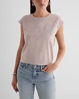 Satin Crew Neck Lace Front Gramercy Tee Women's