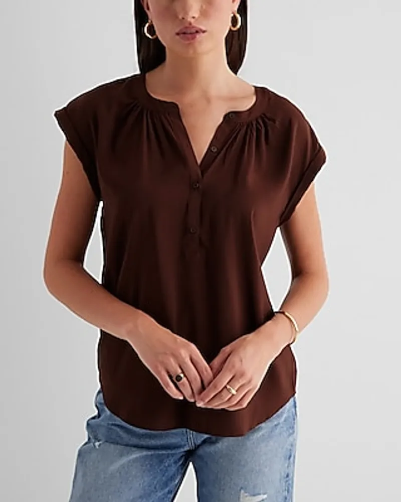 Gathered Half Button Up Gramercy Tee Women's