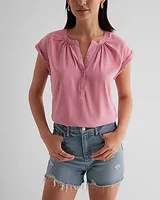 Gathered Half Button Up Gramercy Tee Women's XS