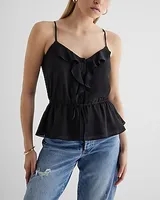 Ruffle Button Up Peplum Cami