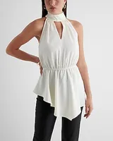 Halter Neck Cutout Asymmetrical Hem Tank Women's