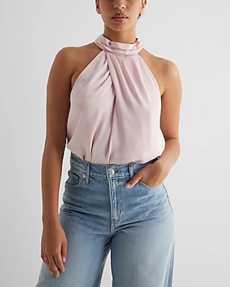 Satin Twist Tie Halter Neck Bodysuit