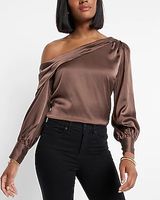 Satin Off The Shoulder Draped Top Purple Women's XL