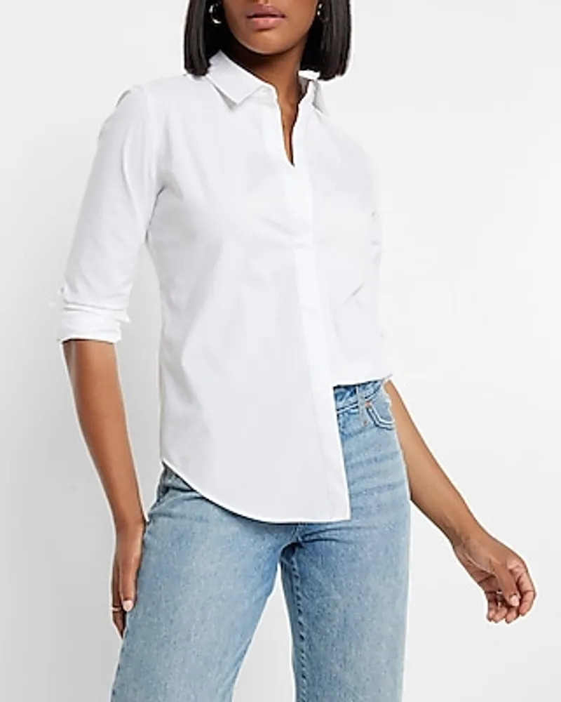 Poplin Slim Portofino Shirt Black Women's XL