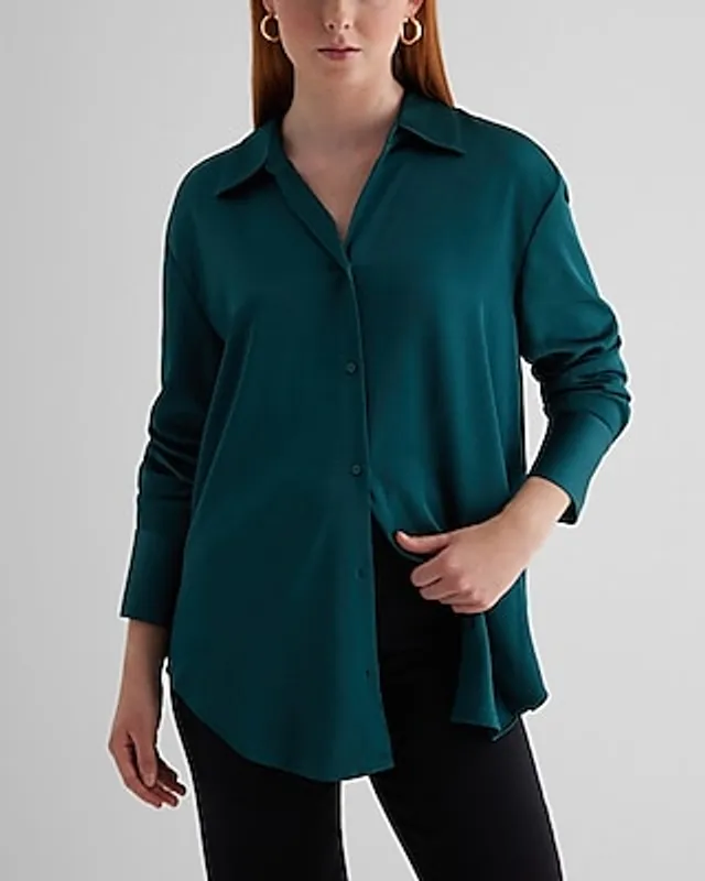 Express Satin Boyfriend Portofino Shirt Women's