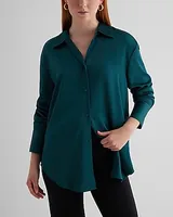 Satin Boyfriend Portofino Shirt Green Women's S