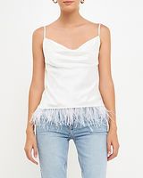 Endless Rose Satin Feather Cowl Neck Top Women's