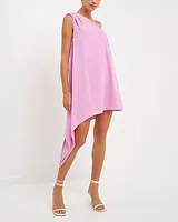 Cocktail & Party Endless Rose Shoulder Pintucked Asymmetrical Mini Dress Black Women's