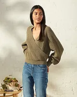 Upwest Weekend Wrap Cropped Sweater Gray Women's XS