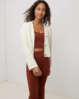 Upwest Comfy Cropped Rib Cardigan Brown Women's XS