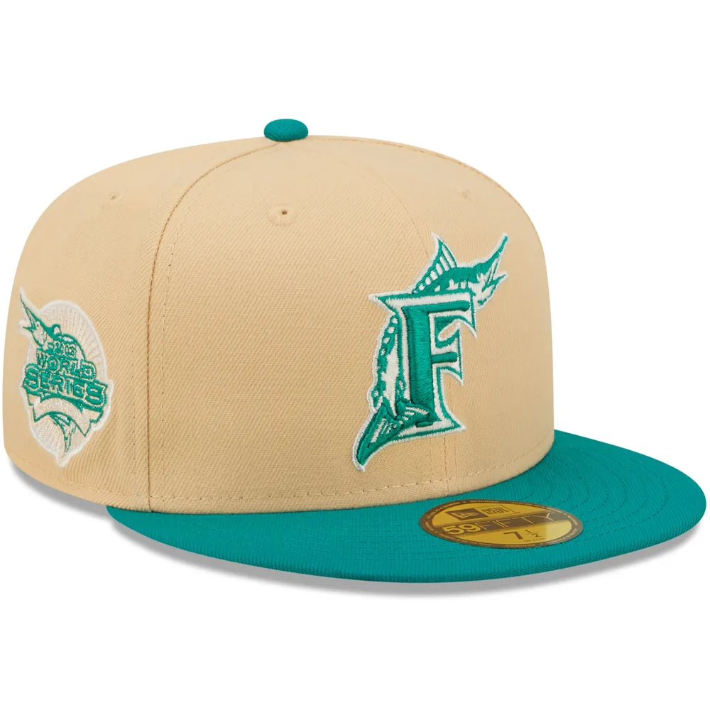 Lids Florida Marlins New Era Cooperstown Collection Mango Forest 59FIFTY  fitted hat - Natural/Teal