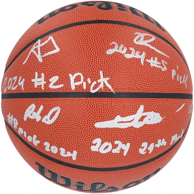 2024 NBA Draft Autographed Wilson Official Game Basketball Featuring Alexandre Sarr, Ron Holland II, Rob Dillingham & Isaiah Collier with "# Pick" Inscriptions - Limited Edition #12/12