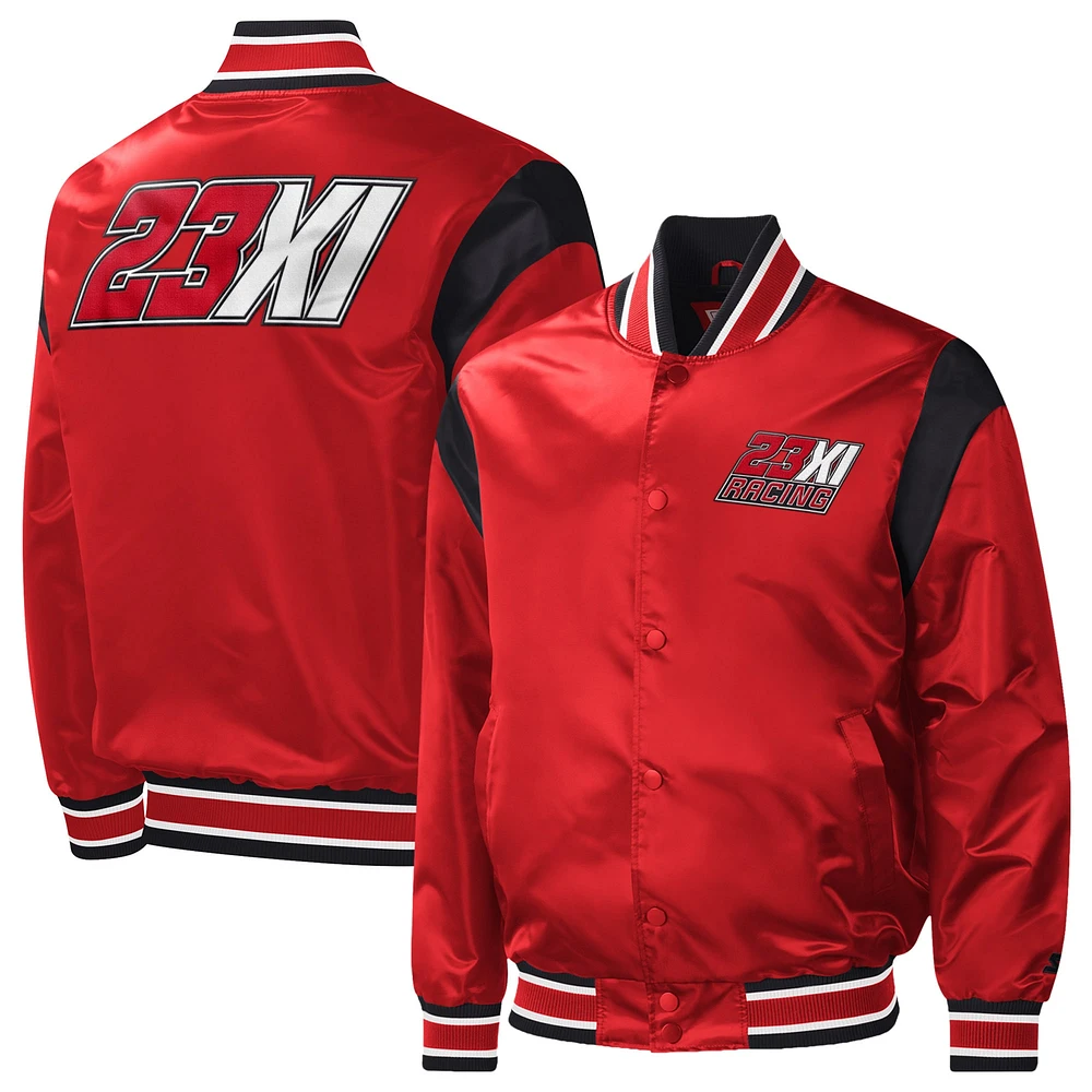 Men's Starter Red 23XI Racing Force Play Full-Snap Varsity Jacket