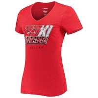 T-shirt à col en V rouge 23XI Racing Bump & Run G-III 4Her by Carl Banks pour femme