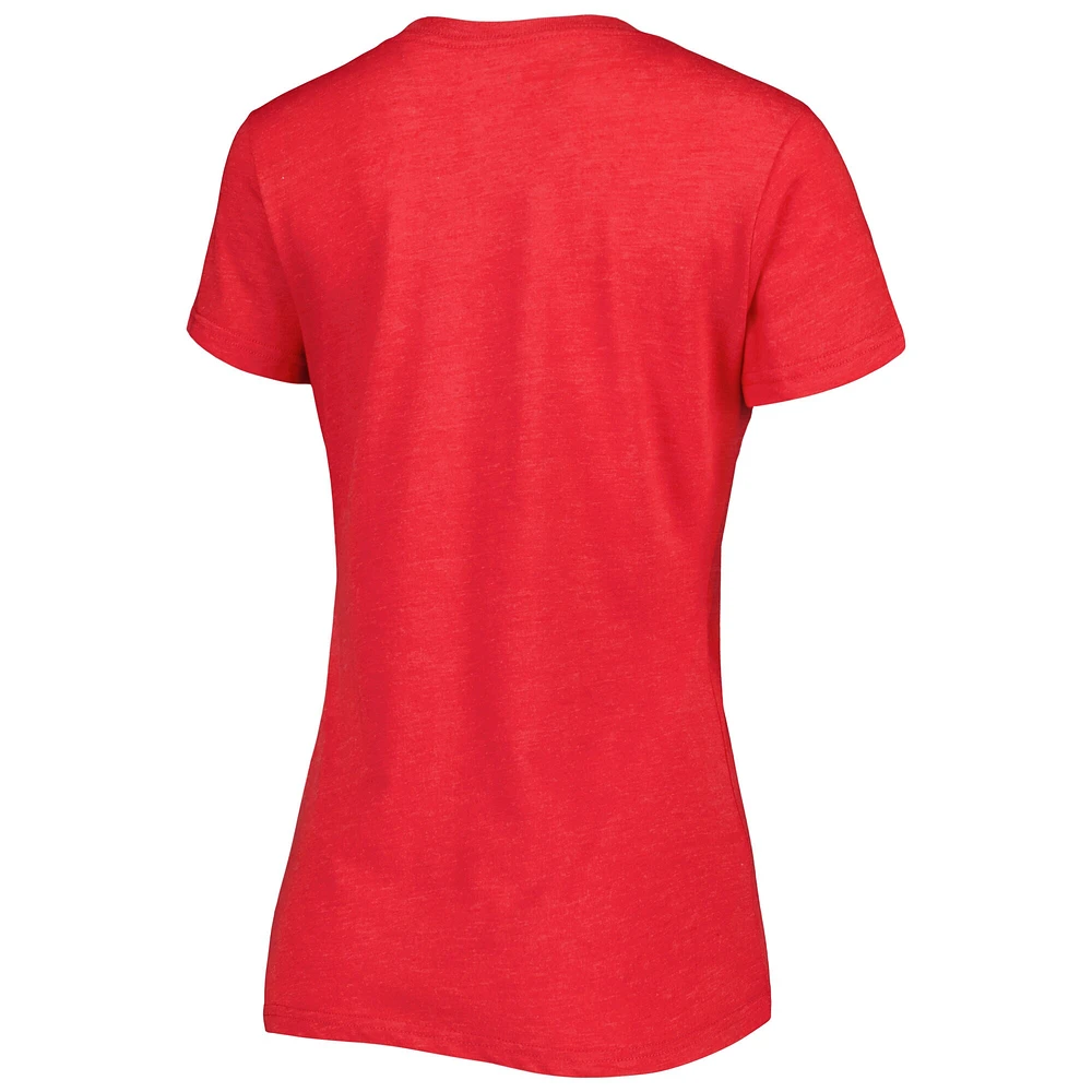 T-shirt à col en V rouge 23XI Racing Bump & Run G-III 4Her by Carl Banks pour femme