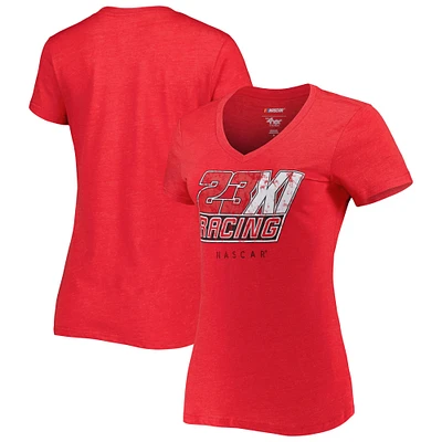 T-shirt à col en V rouge 23XI Racing Bump & Run G-III 4Her by Carl Banks pour femme