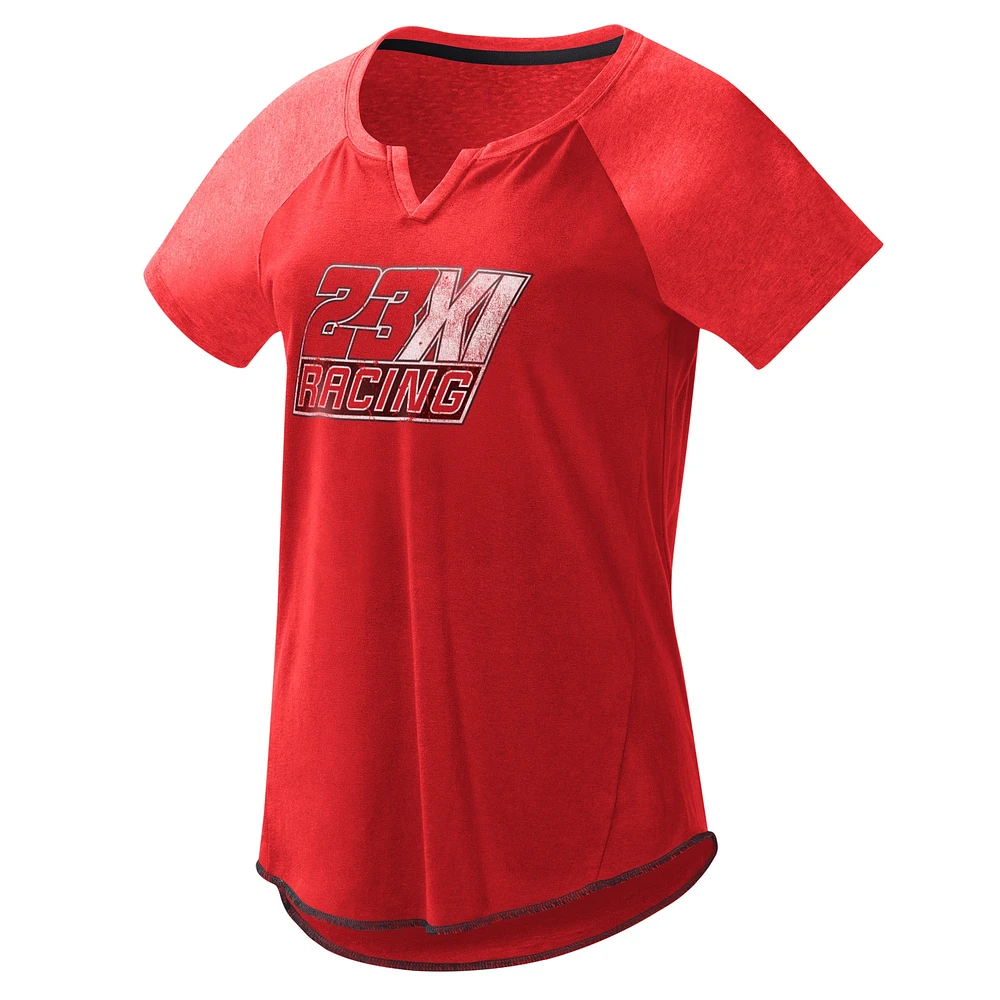 T-shirt G-III 4Her by Carl Banks pour femme rouge 23XI Racing Grand Slam Tri-Blend Notch à encolure en V