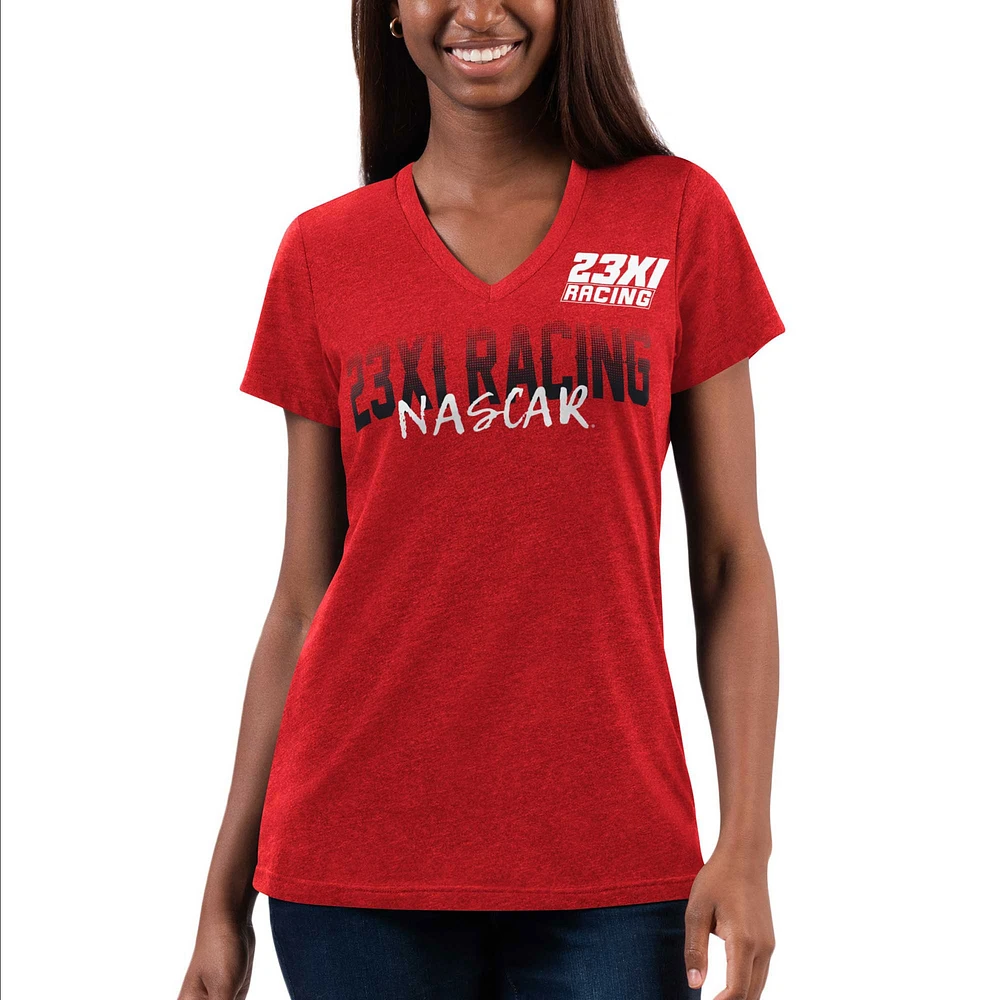 Women's G-III 4Her by Carl Banks Red 23XI Racing Snap V-Neck T-Shirt