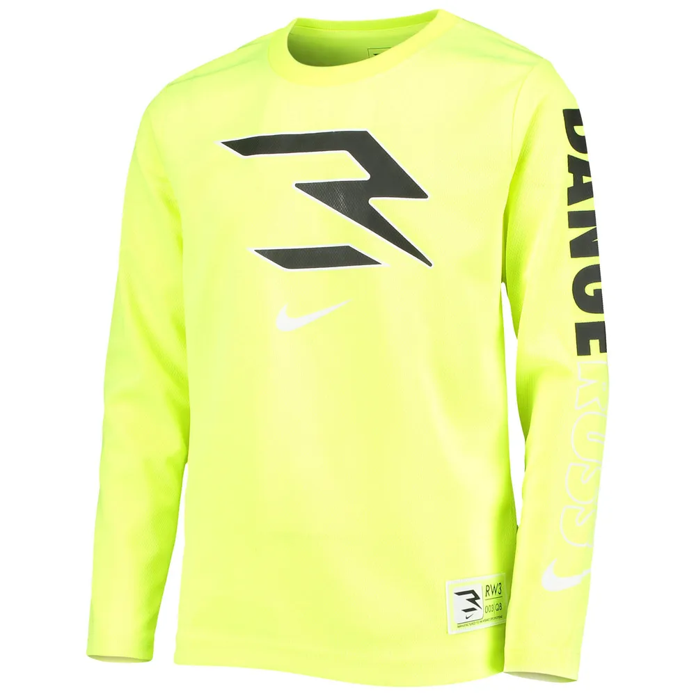 T-shirt à manches longues Nike Neon Green 3BRAND by Russell Wilson Signature Collection pour jeune