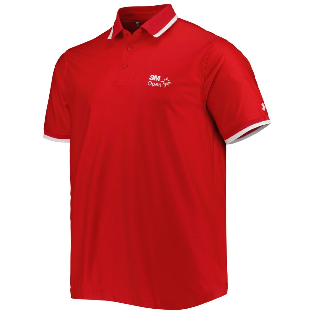 Men's Under Armour Red 3M Open Playoff 2.0 Pique Performance Polo