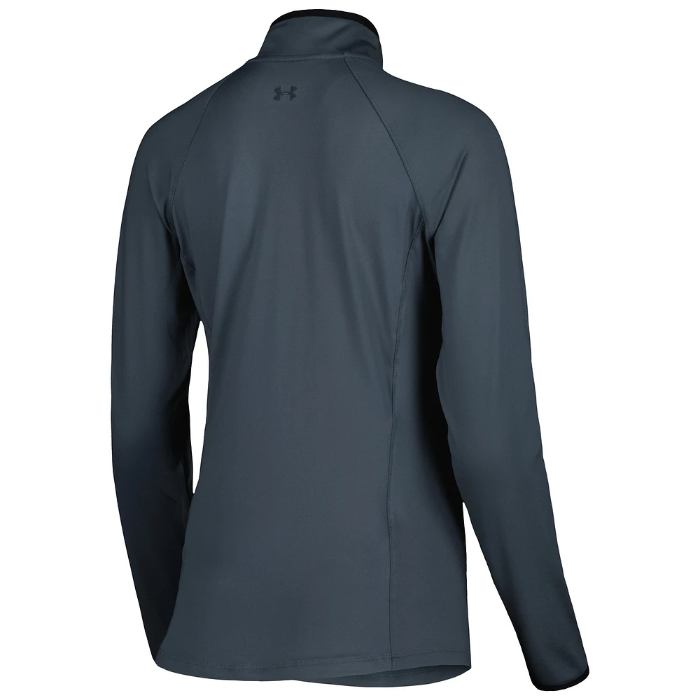 Women's Under Armour Gray 3M Open T2 Green Half-Zip Raglan Top