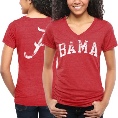 Alabama Crimson Tide Women's Slab Serif Tri-Blend V-Neck T-Shirt -