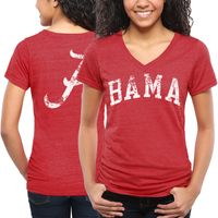 Alabama Crimson Tide Women's Slab Serif Tri-Blend V-Neck T-Shirt