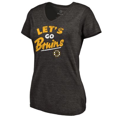 Boston Bruins Women's Hometown Collection Let's Go Tri-Blend V-Neck T-Shirt