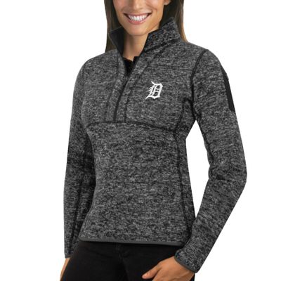 Detroit Tigers Antigua Women's Fortune Half-Zip Pullover Sweater - Heathered Navy