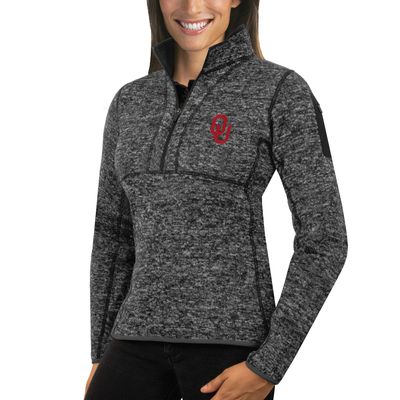 Oklahoma Sooners Antigua Women's Fortune 1/2-Zip Pullover Sweater - Charcoal