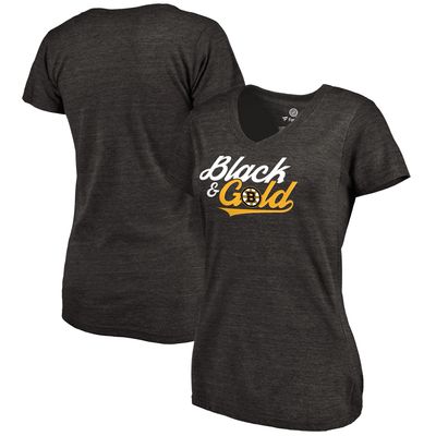 Boston Bruins Women's Hometown Collection Hockey Tri-Blend V-Neck T-Shirt - Black