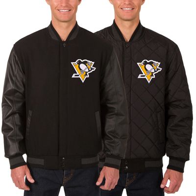 Pittsburgh Penguins JH Design Two Hit Wool & Leather Reversible Jacket - Black
