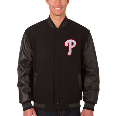 Philadelphia Phillies JH Design Wool & Leather Reversible Jacket - Black