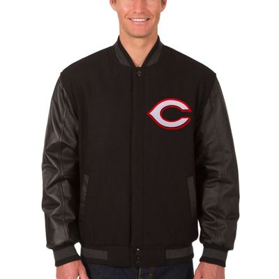 Cincinnati Reds JH Design Wool & Leather Reversible Jacket - Black