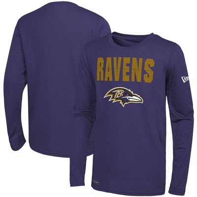 Men's New Era Purple Baltimore Ravens Combine 50 Yard Line Long Sleeve T-Shirt