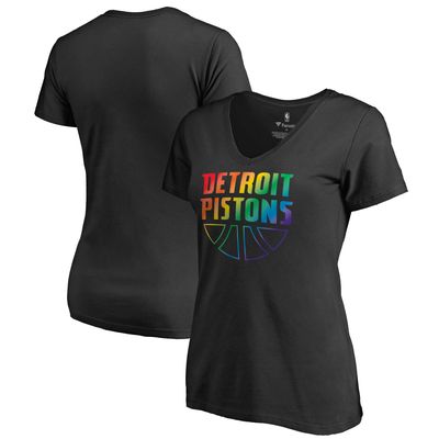 Detroit Pistons Fanatics Branded Women's Team Pride Wordmark V-Neck T-Shirt